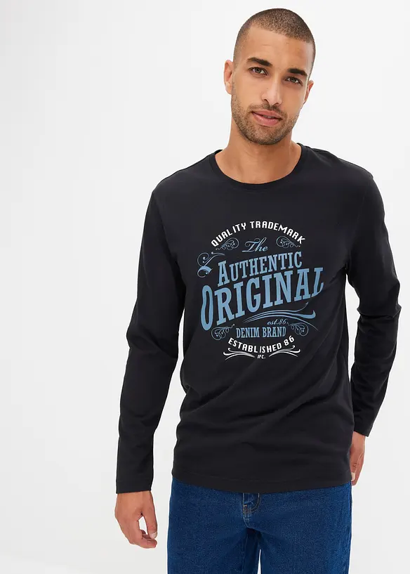 Langermet shirt i 100% økologisk bomull (2-pack), bonprix