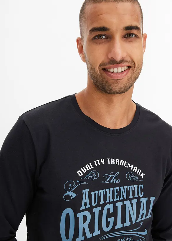 Langermet shirt i 100% økologisk bomull (2-pack), bonprix