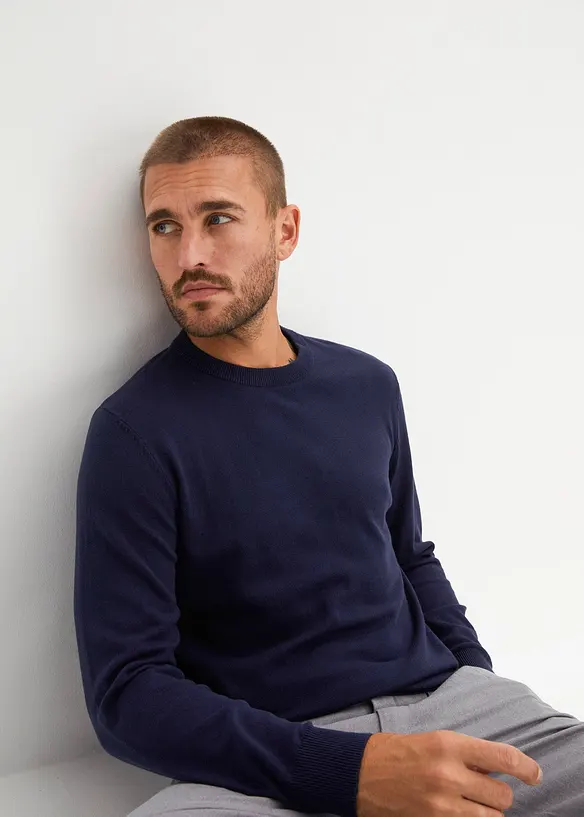 Finstrikket genser i myk bomullsmiks, bonprix