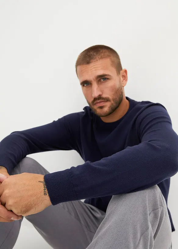 Finstrikket genser i myk bomullsmiks, bonprix