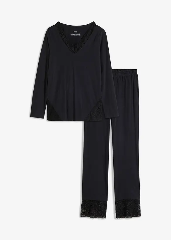 Pyjamas med delikat blonde, bonprix