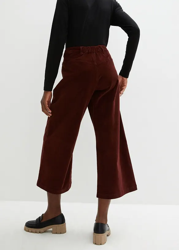 Vid culotte i stretch-cord med High Waist-komfortlinning, 7/8-lengde, bonprix