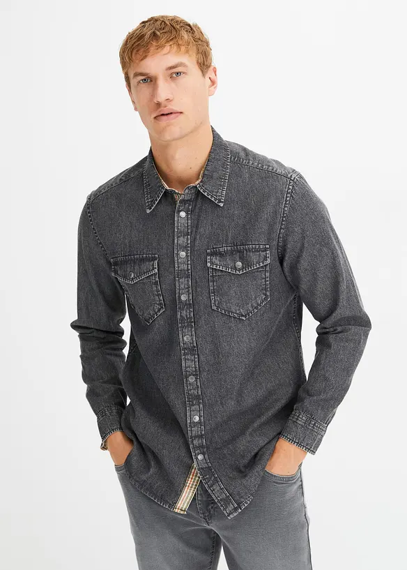 Denimskjorte i 100% bomull, bonprix
