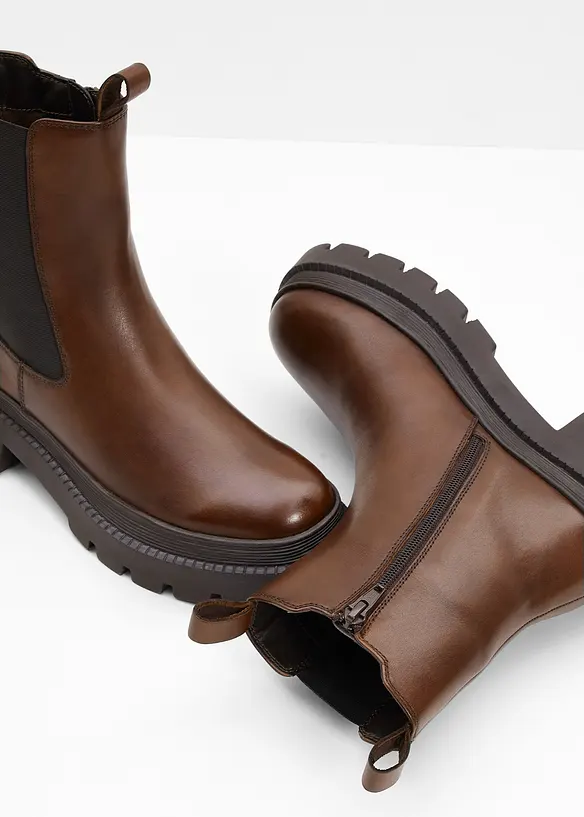 Chelsea boots i skinn, bonprix