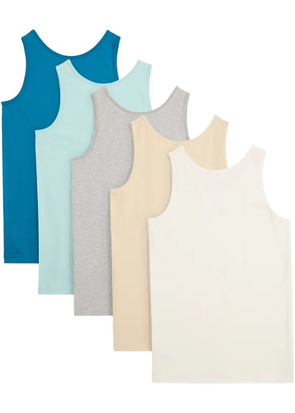Singlet med myk bomull (5-pack), bonprix