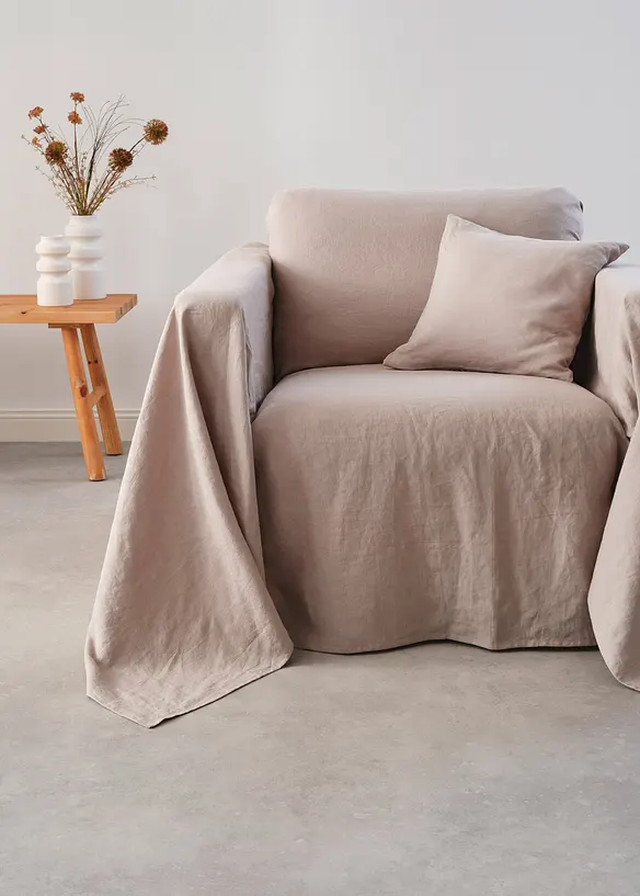 Forseggjort overkast i lin, bonprix