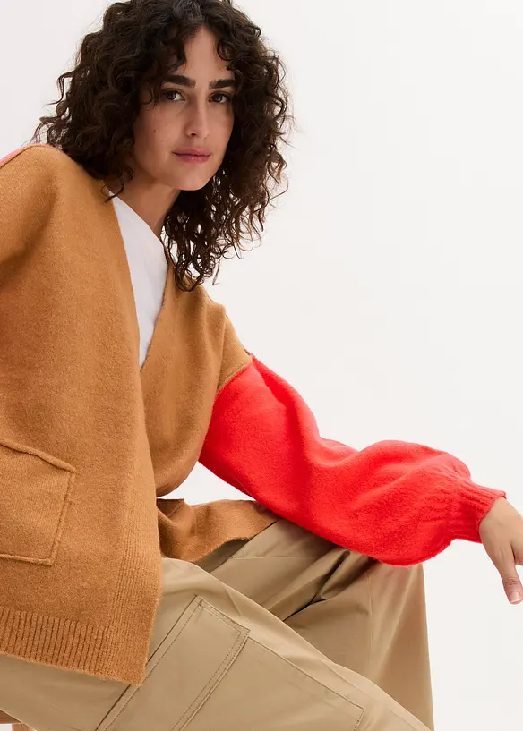Oversized cardigan med Color-Blocking, bonprix