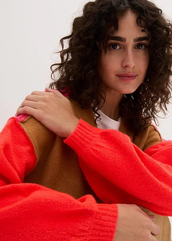 Oversized cardigan med Color-Blocking, bonprix