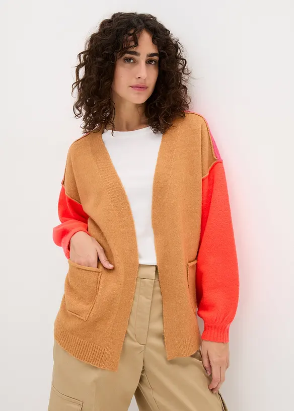 Oversized cardigan med Color-Blocking, bonprix