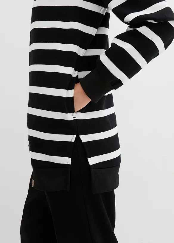 Lang sweatshirt med troyer-krage, bonprix