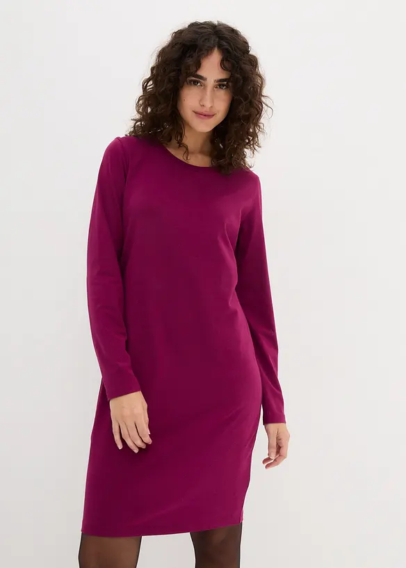 Figurnær jerseykjole i bomull med stretch (2-pack), bonprix