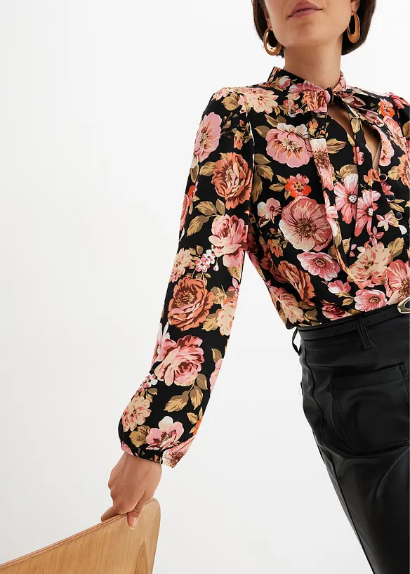 Knytebluse med print, bonprix