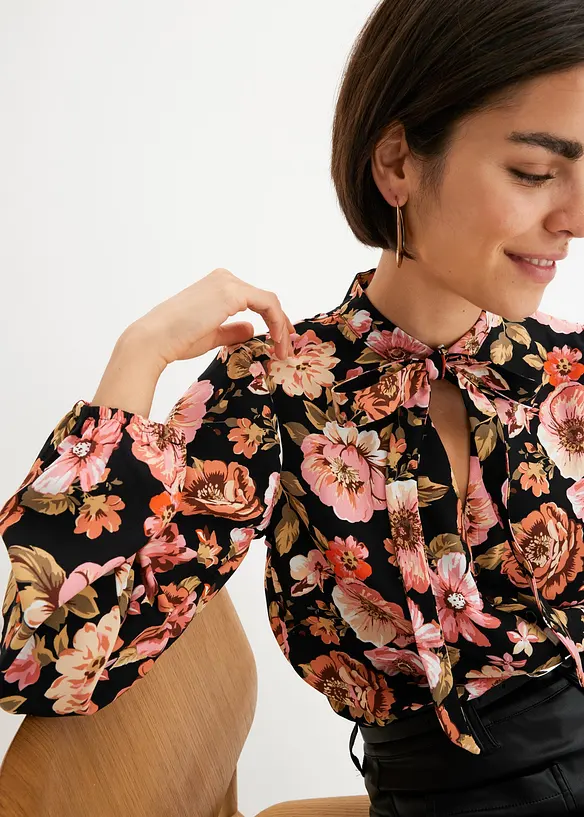 Knytebluse med print, bonprix