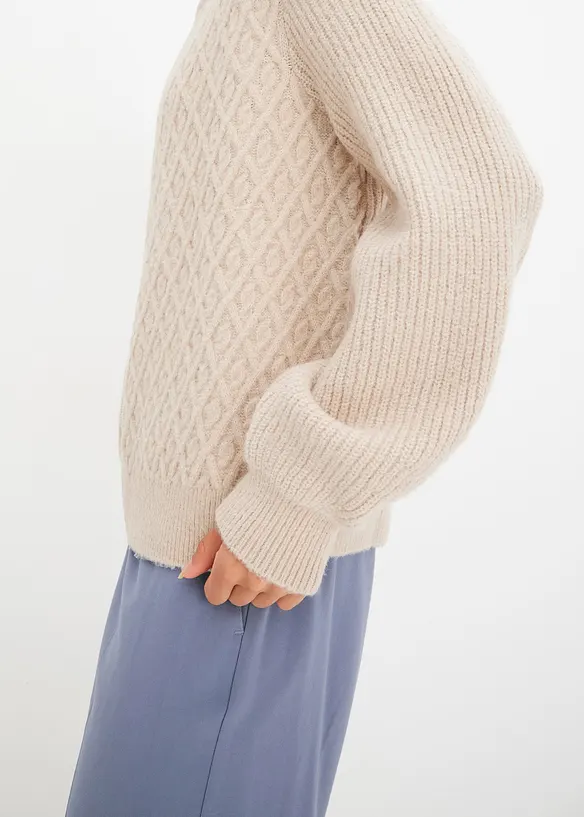 Cardigan med flettemønster, bonprix