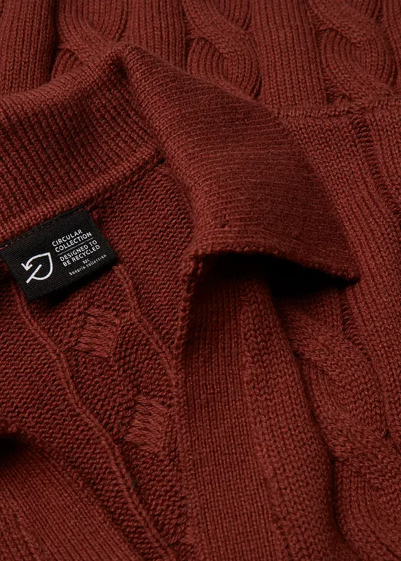 Oversized, kabelstrikket genser i myk bomull med kasjmir, bonprix
