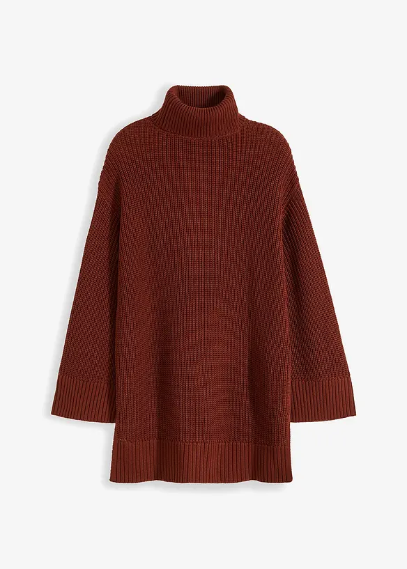 Oversized genser i bomullsmiks med vid, høy hals, bonprix