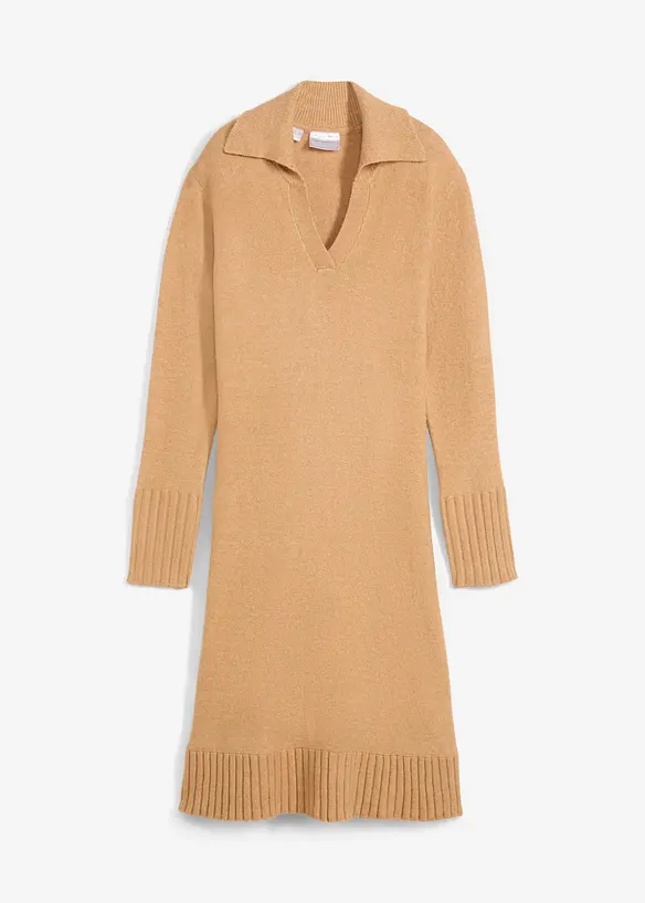 Strikket kjole med polokrage, bonprix