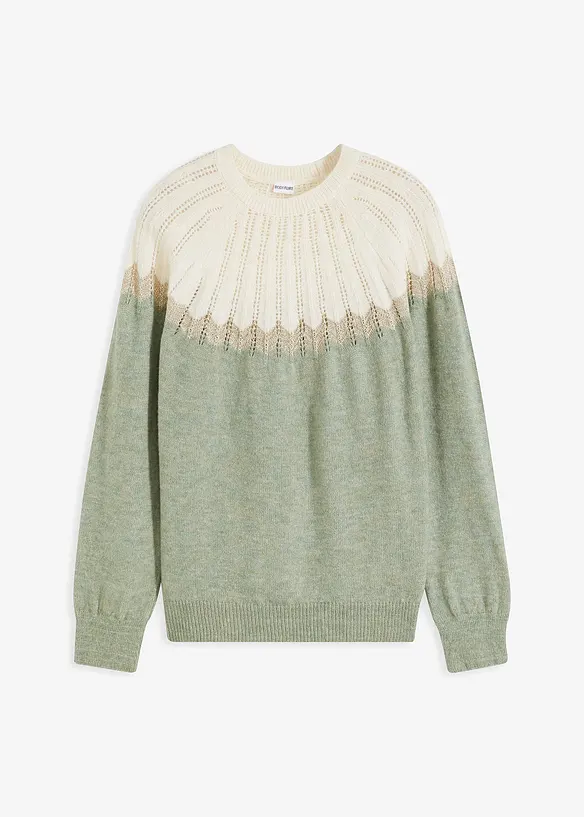 Strikkegenser med hullmønster, bonprix