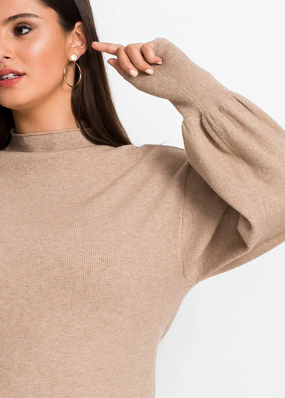 Strikket genser med ballongermer, bonprix