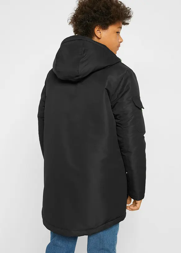 Vinterjakke med hette og sporty detaljer, bonprix