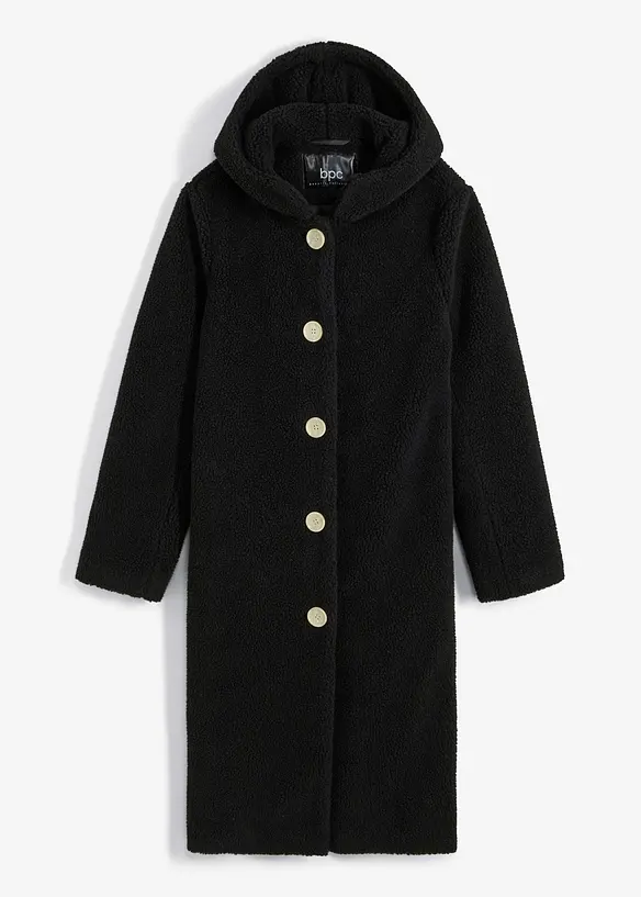 Kåpe i pilé med hette og lommer, bonprix