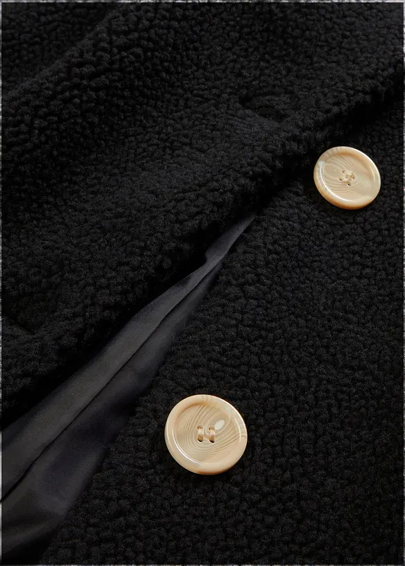 Kåpe i pilé med hette og lommer, bonprix