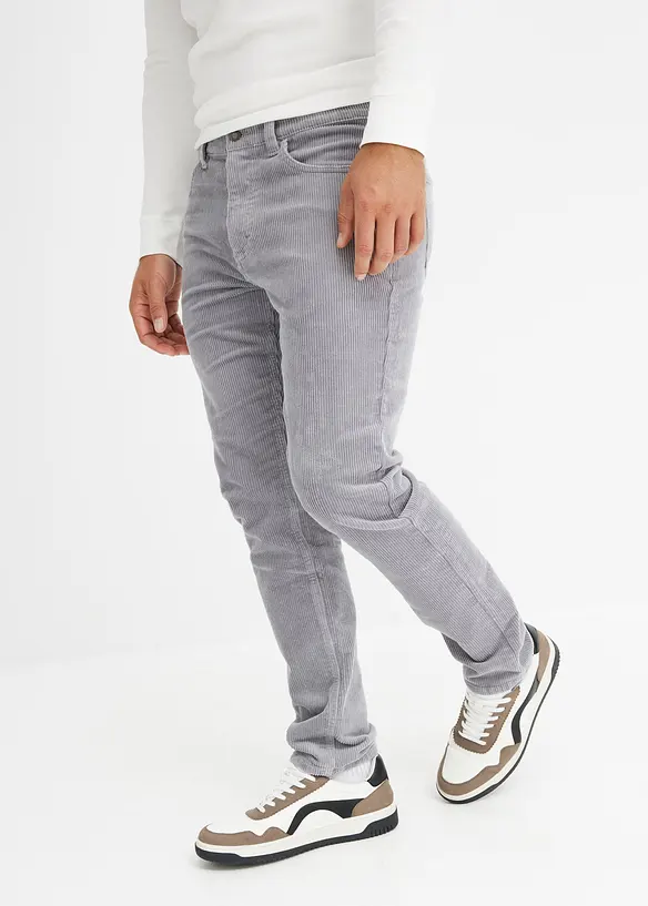 Slim Fit-kordfløyelsbukse med stretch og komfortsnitt, bonprix