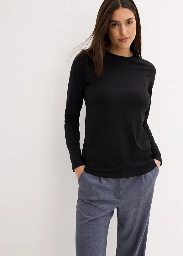 Langermet topp med økologisk bomull (2-pack), bonprix