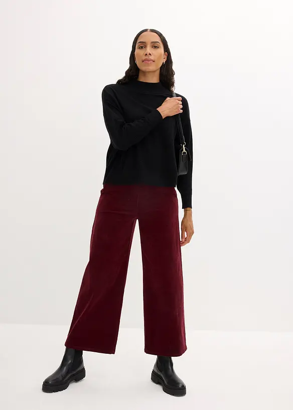 Kordfløyelsbukse med komfortlinning, High Waist, bonprix