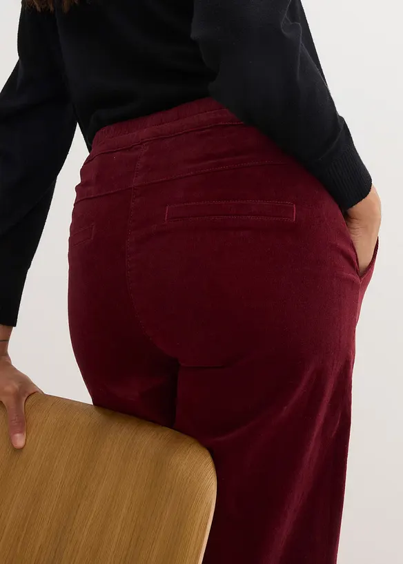 Kordfløyelsbukse med komfortlinning, High Waist, bonprix