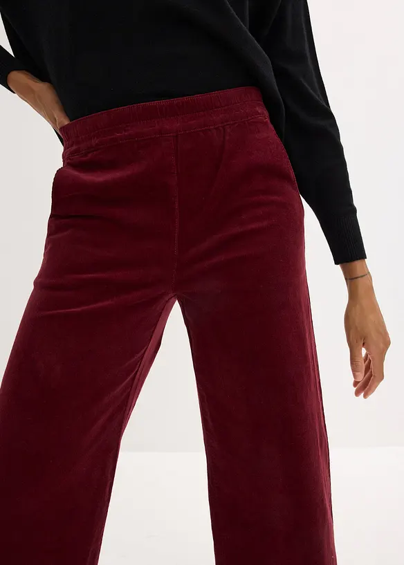 Kordfløyelsbukse med komfortlinning, High Waist, bonprix