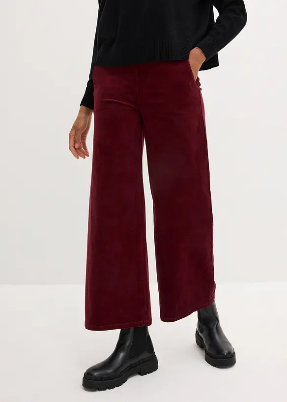 Kordfløyelsbukse med komfortlinning, High Waist, bonprix