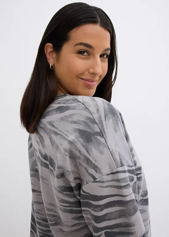 Langermet topp i bomullsmiks, bonprix