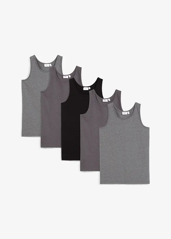 Singlet med myk bomull (5-pack), bonprix