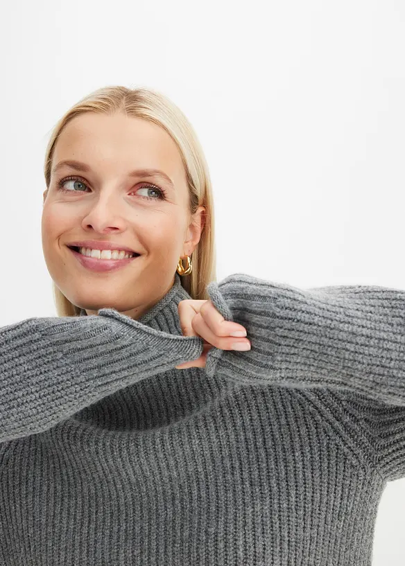 Strikket genser med st&aring;krage, bonprix