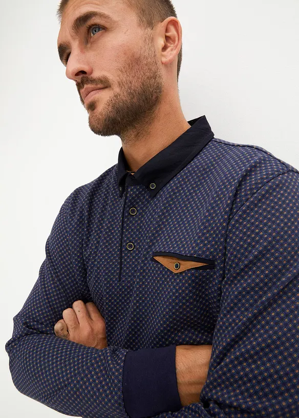 Elegant sweatshirt med polokrage, bonprix