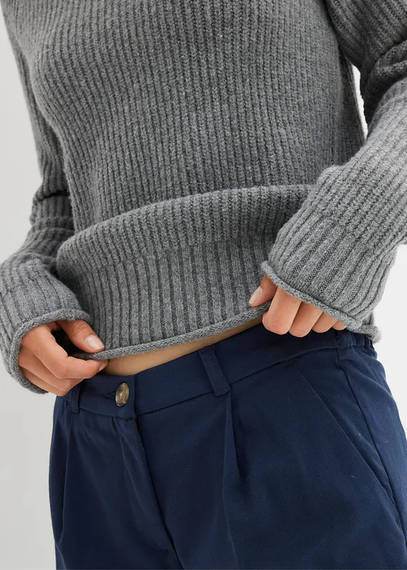 Strikket genser med st&aring;krage, bonprix