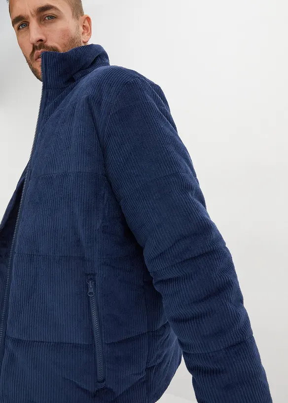 Vattert jakke i kordfl&oslash;yel med avtagbar hette, bonprix