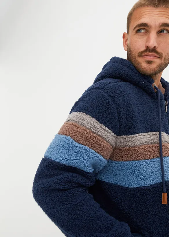 Teddyfleece-jakke med hette, bonprix