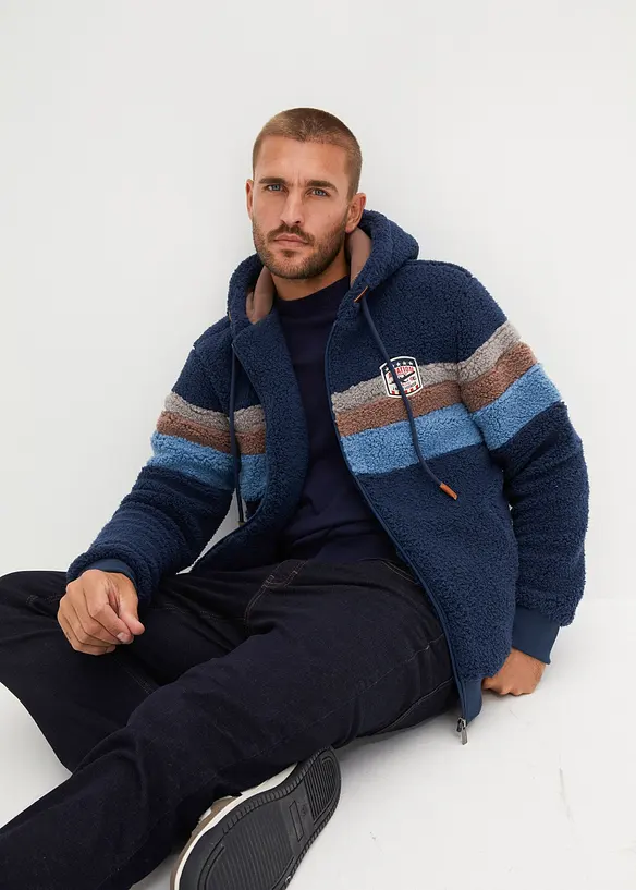 Teddyfleece-jakke med hette, bonprix