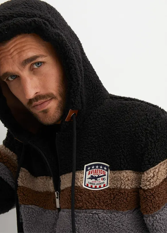 Teddyfleece-jakke med hette, bonprix