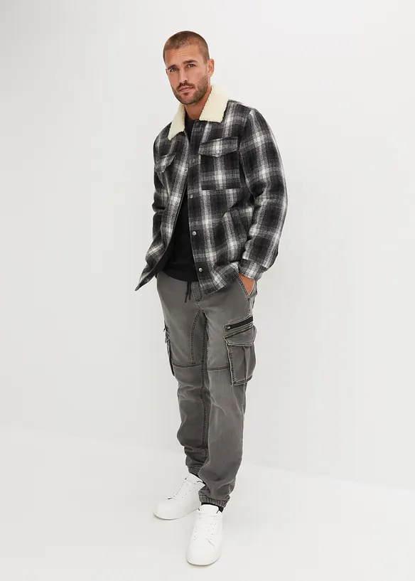 Regular Fit-denimjoggers med cargolommer, Straight, bonprix