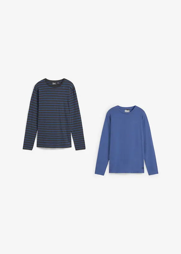 Langermet topp i 100% økologisk bomull (2-pack), bonprix