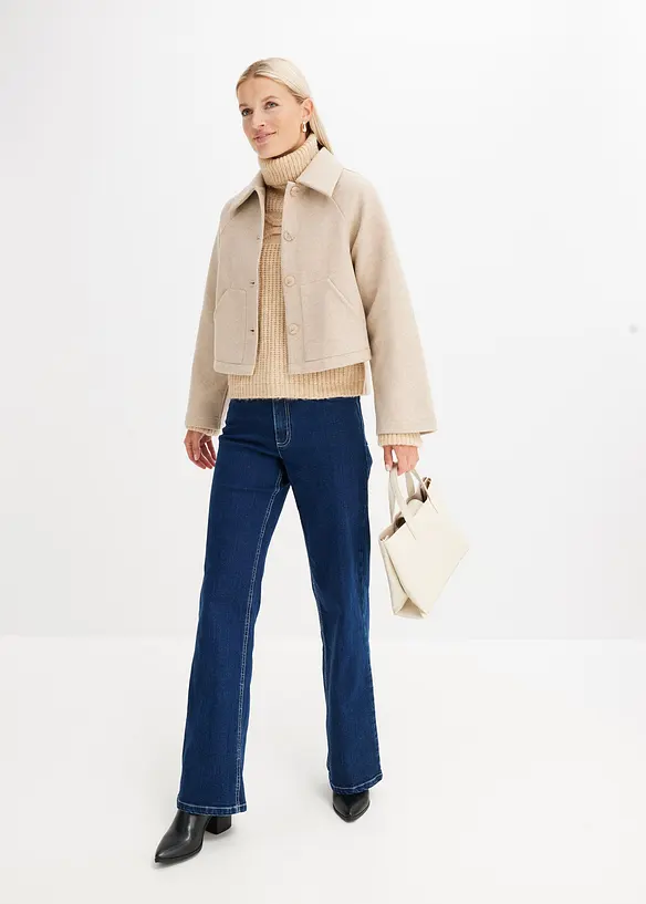 Wide Leg-jeans High Waist, &oslash;kologisk bomull, bonprix