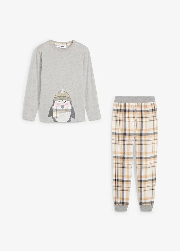 Pyjamas med flanellbukse for barn (2-delt sett), bonprix