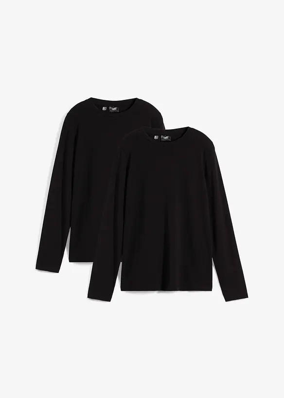 Langermet topp med økologisk bomull (2-pack), bonprix