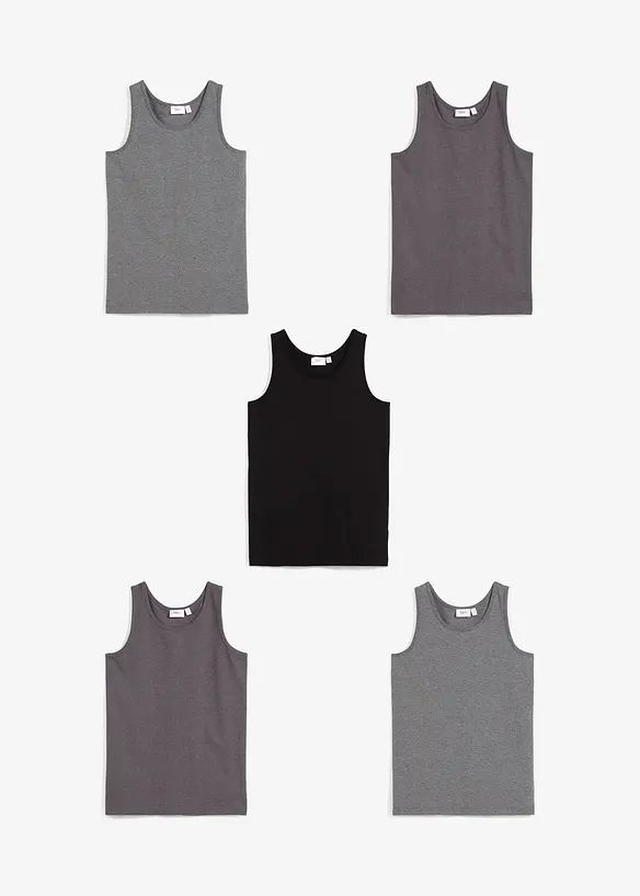 Singlet med myk bomull (5-pack), bonprix