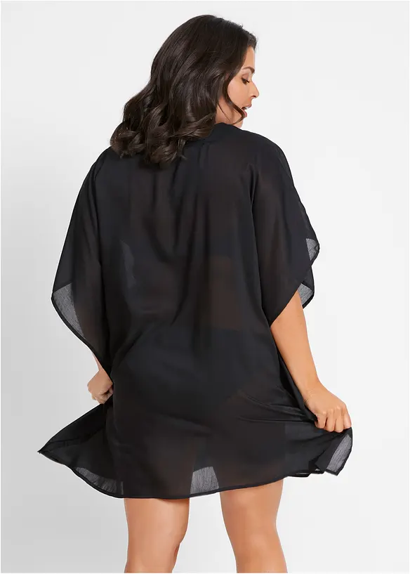 Transparent strandtunika med V-hals, bonprix