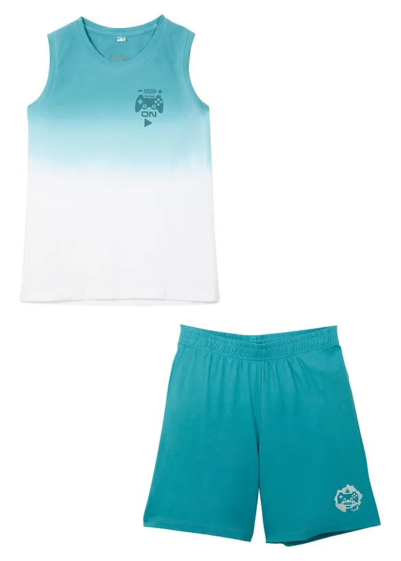 Singlet og jersey-bermudashorts i 100% økologisk bomull (2-delt sett), bonprix