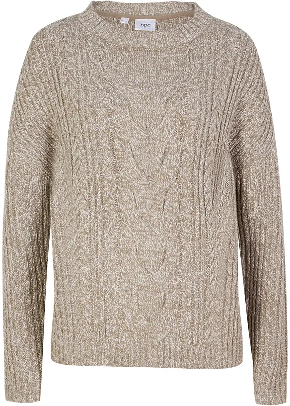 Oversized genser med flettemønster, bonprix